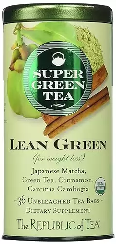 The Republic of Tea - Organic Lean Green SuperGreen, 36 Bags, Tin | Garcinia Cambogia Green Tea