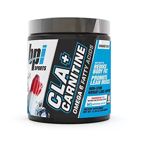 BPI Sports CLA + Carnitine Conjugated Linoleic Acid Weight Loss Formula Metabolism, Performance, Lean Muscle Caffeine Free For Men & Women  Rainbow Ice  50 servings ...